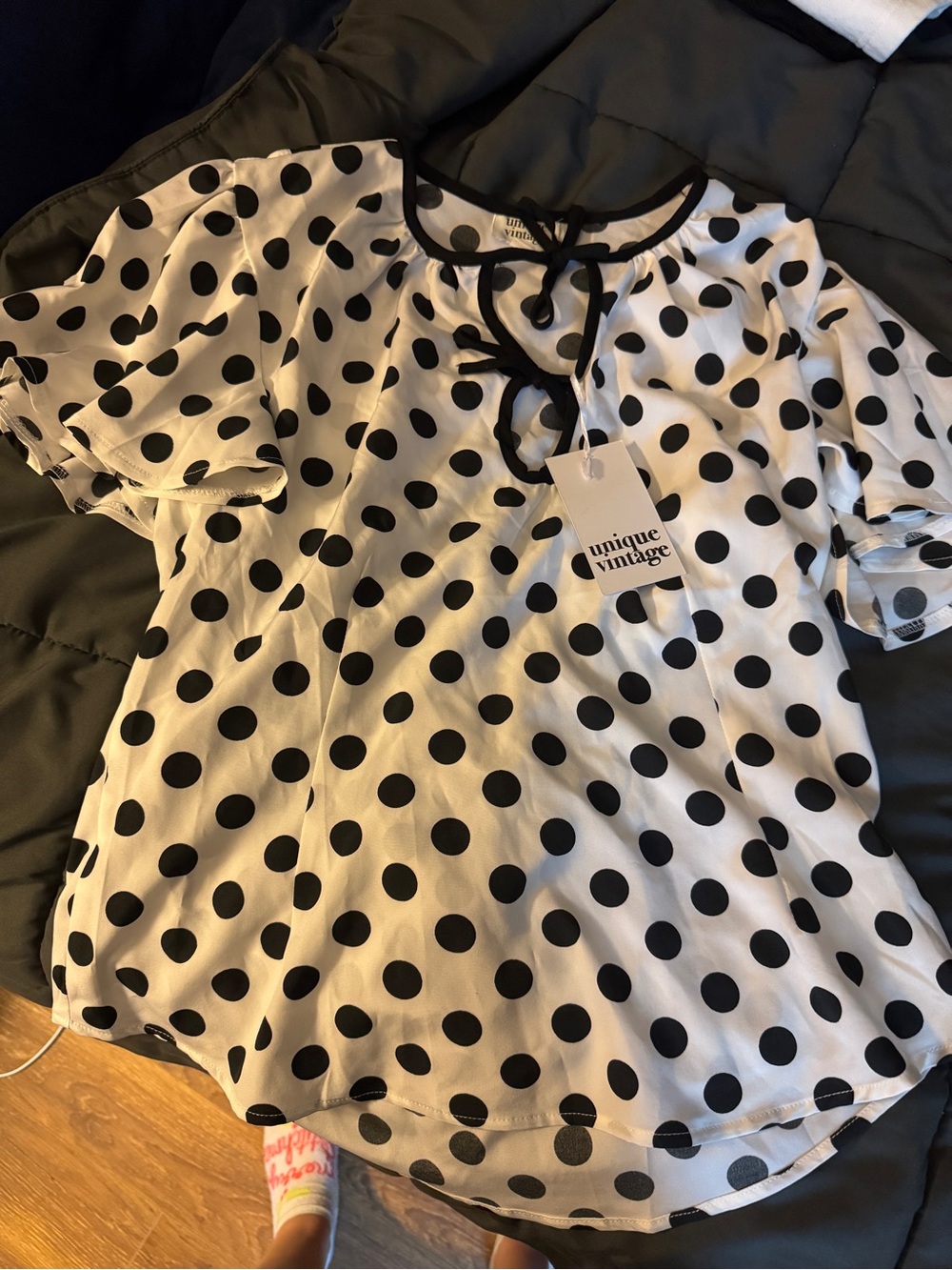 NWT unique vintage polka dot blouse